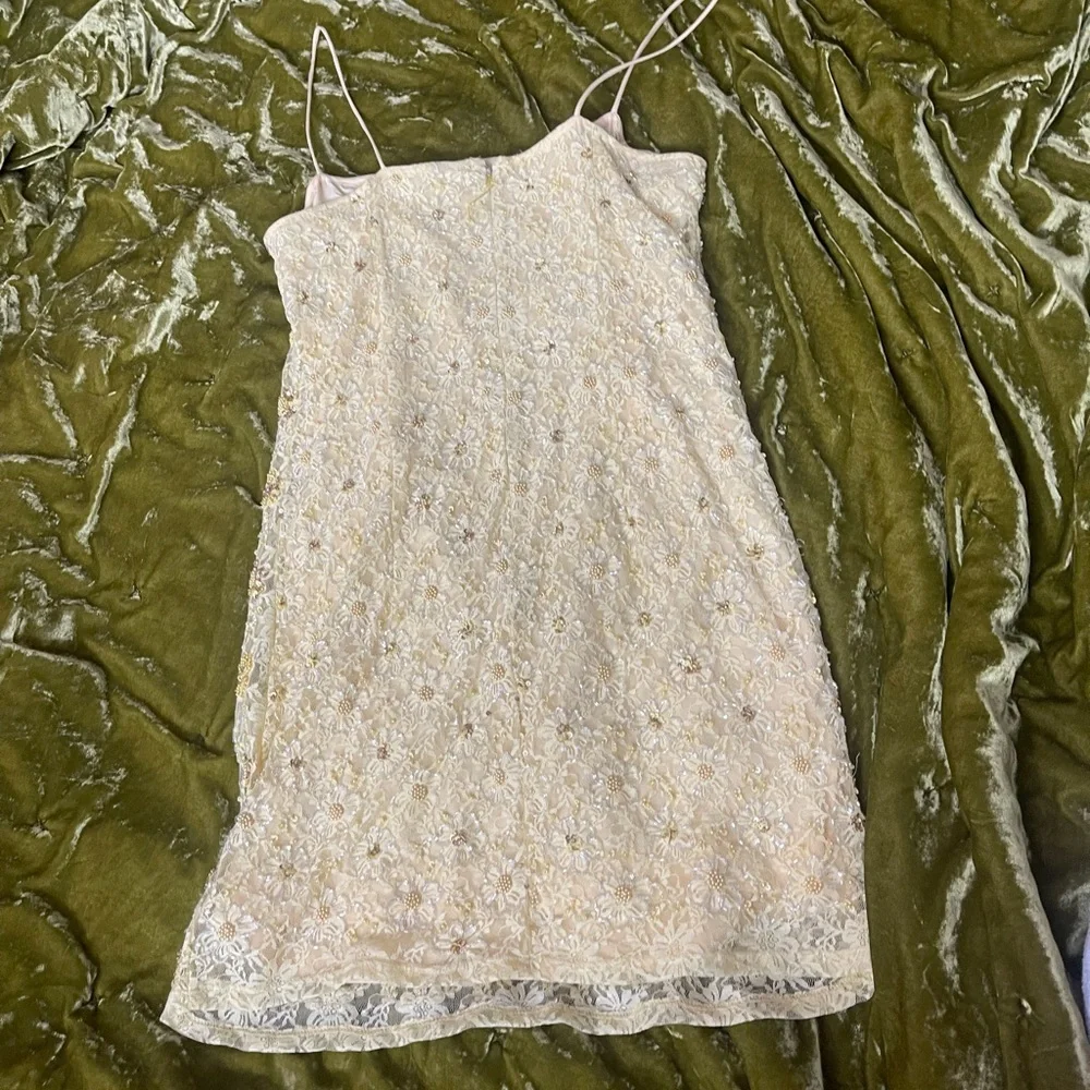 Topshop yellow sequin beaded embroidered sparkle strappy shift dress winx - Picture 11 of 14